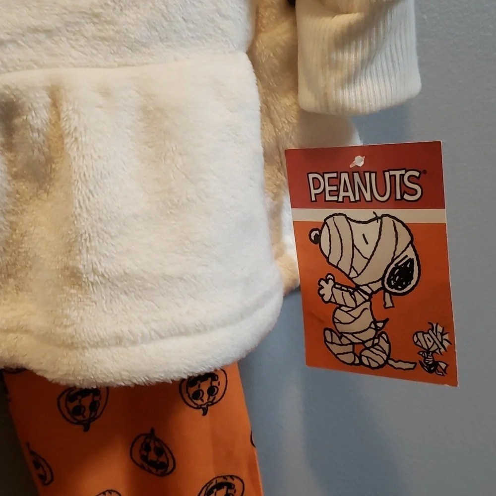 Peanuts Plush Ruffled Long Sleeve Top with Pumpkin Print Leggings, 18M